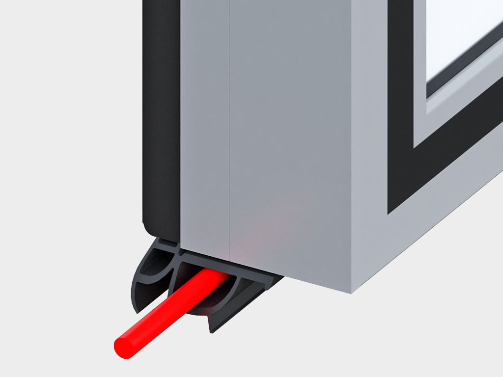 Past haroratga moslangan eshiklar uchun polotnoning pastki qirrasini isitish tizimi.